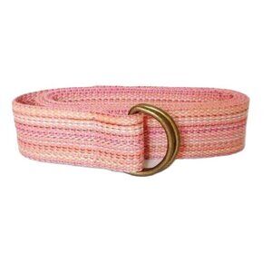 Vintage Woven Belt 80's Pink Loop Normcore Preppy Boho Brass Tone Hardware